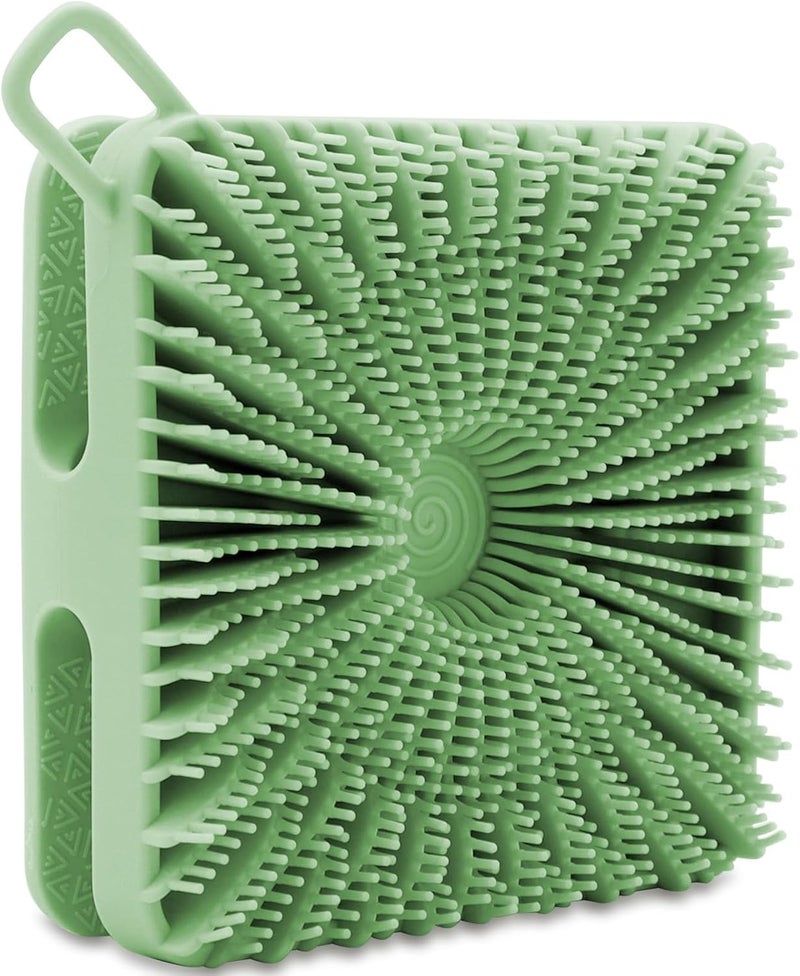 HAYSNA Silicone Body Scrubber, Loofah Double-Sided Body Brush, Shower Scrubber and Scalp Massager Shampoo Brush for Sensitive Kids Women Men All Kinds of Skin (Grass Green) - Image 1